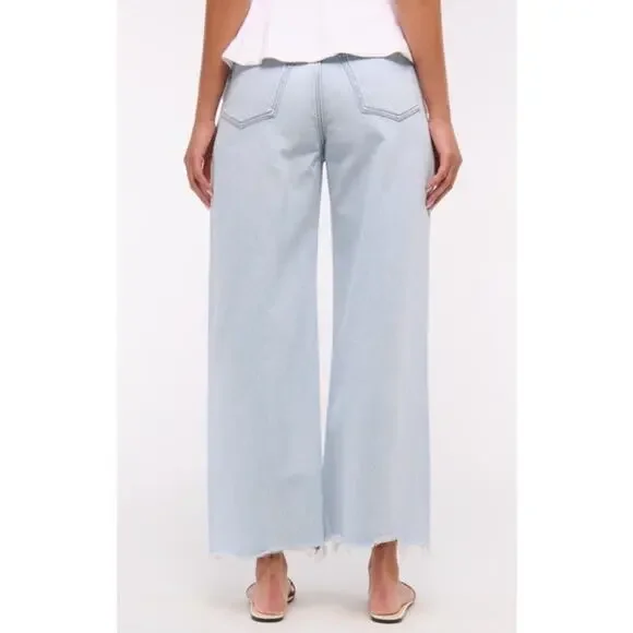 NWT Abercrombie & Fitch Denim Light Blue Wide Leg High Rise Cropped - Picture 6 of 13